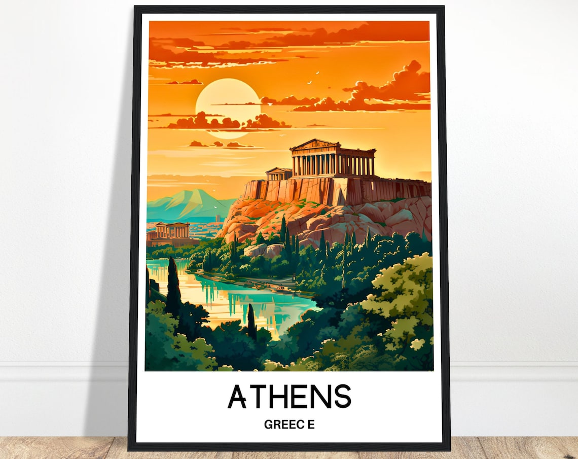 Athens Travel Print Athens Poster Greek Art Print Traveler Gift Idea For Athens Lover Greece Wall Art Athens City Home Office Desk Decor