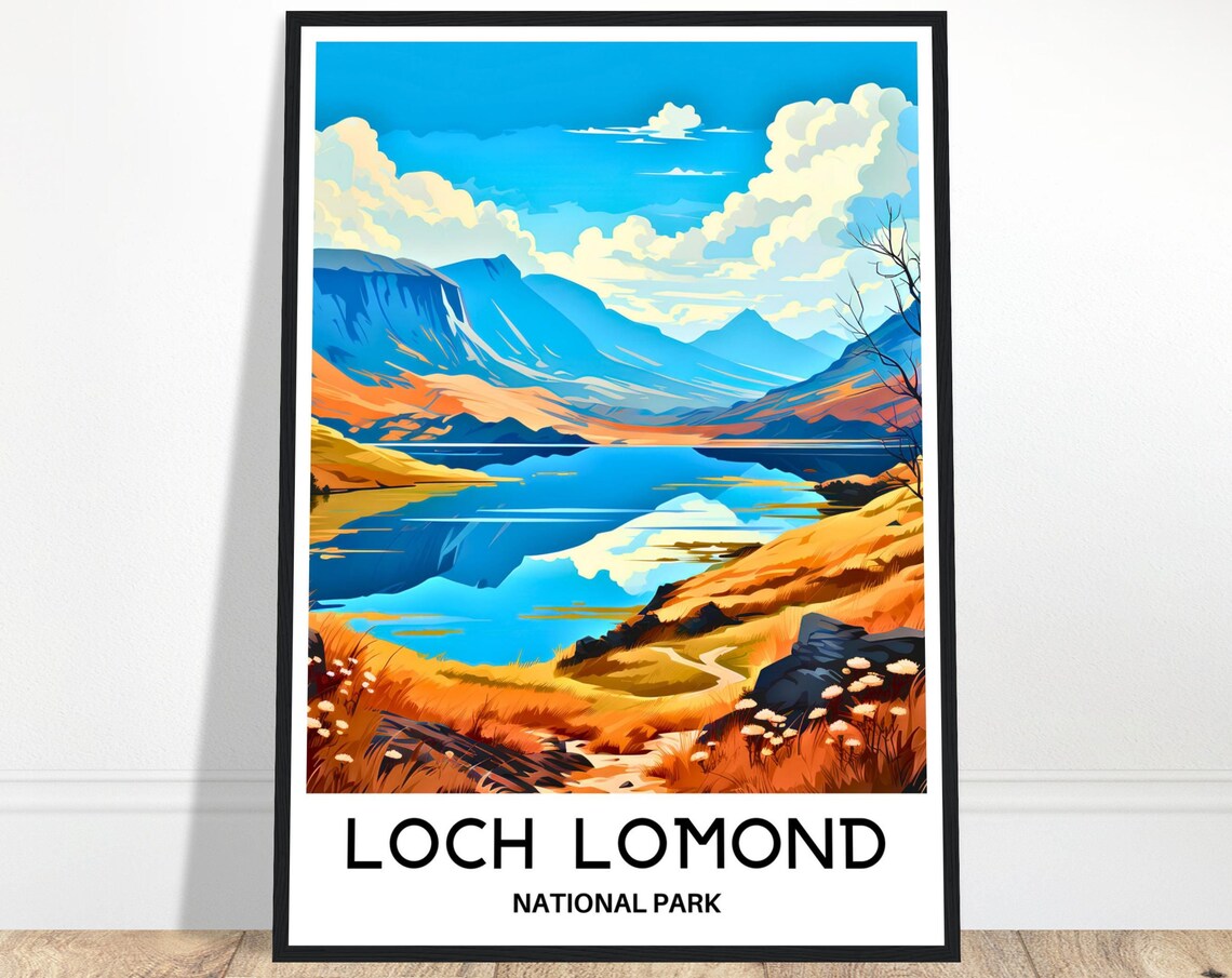 Loch Lomond National Park Scotland Mountain Lake Travel Poster