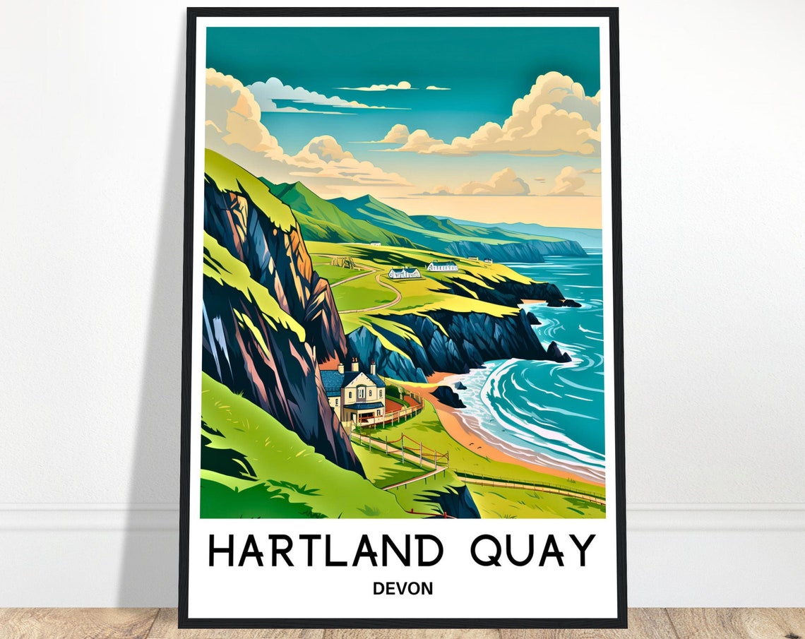 Hartland Quay Devon Rugged Cliffs Coastal Scene Travel Poster
