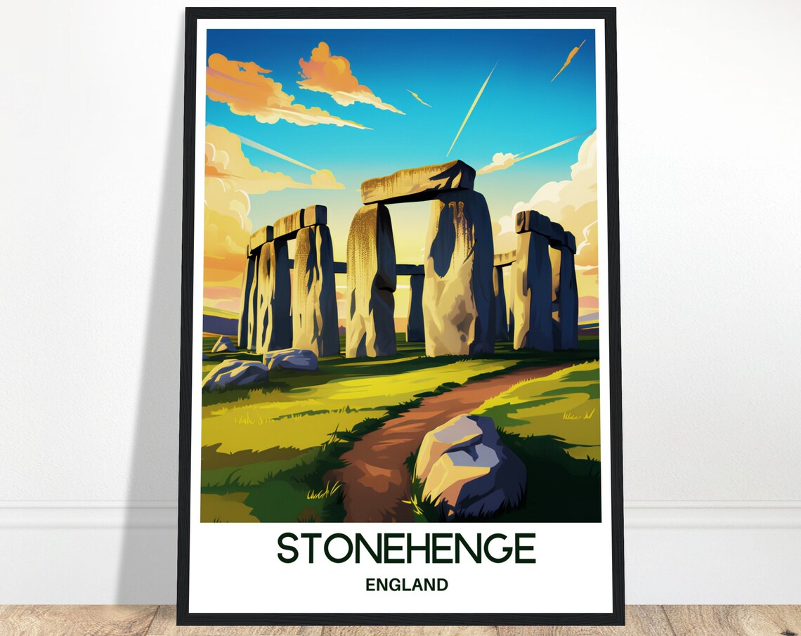 Stonehenge England Ancient Stone Circle at Sunset Travel Poster