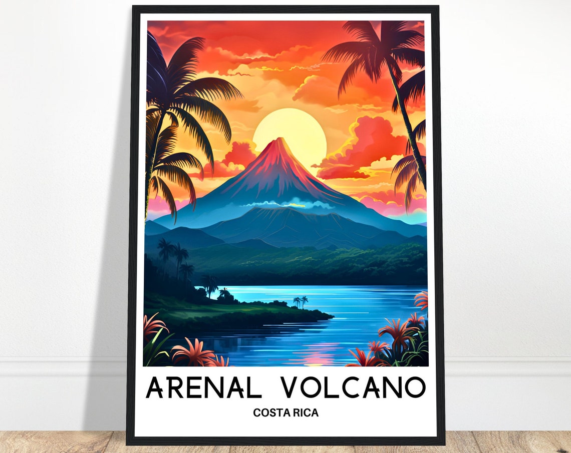 Costa Rica Travel Poster Costa Rica Travel Print Arenal Volcano Print Costa Rica Lover Gift Costa Rica Travel Gift Arenal Volcano Poster