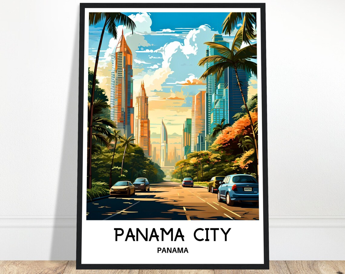 Panama City Travel Poster, Panamanian Cityscape