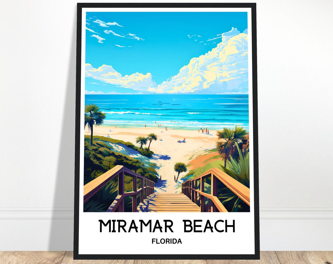 Miramar Beach Florida Boardwalk Over the Dunes Travel Poster