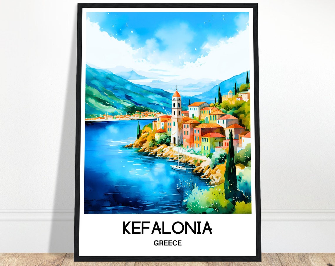 Kefalonia Watercolor Print Cephalonia Travel Poster Greek Art Print Greece Lover Gift Kefalonia Island Watercolour Painting Illustration