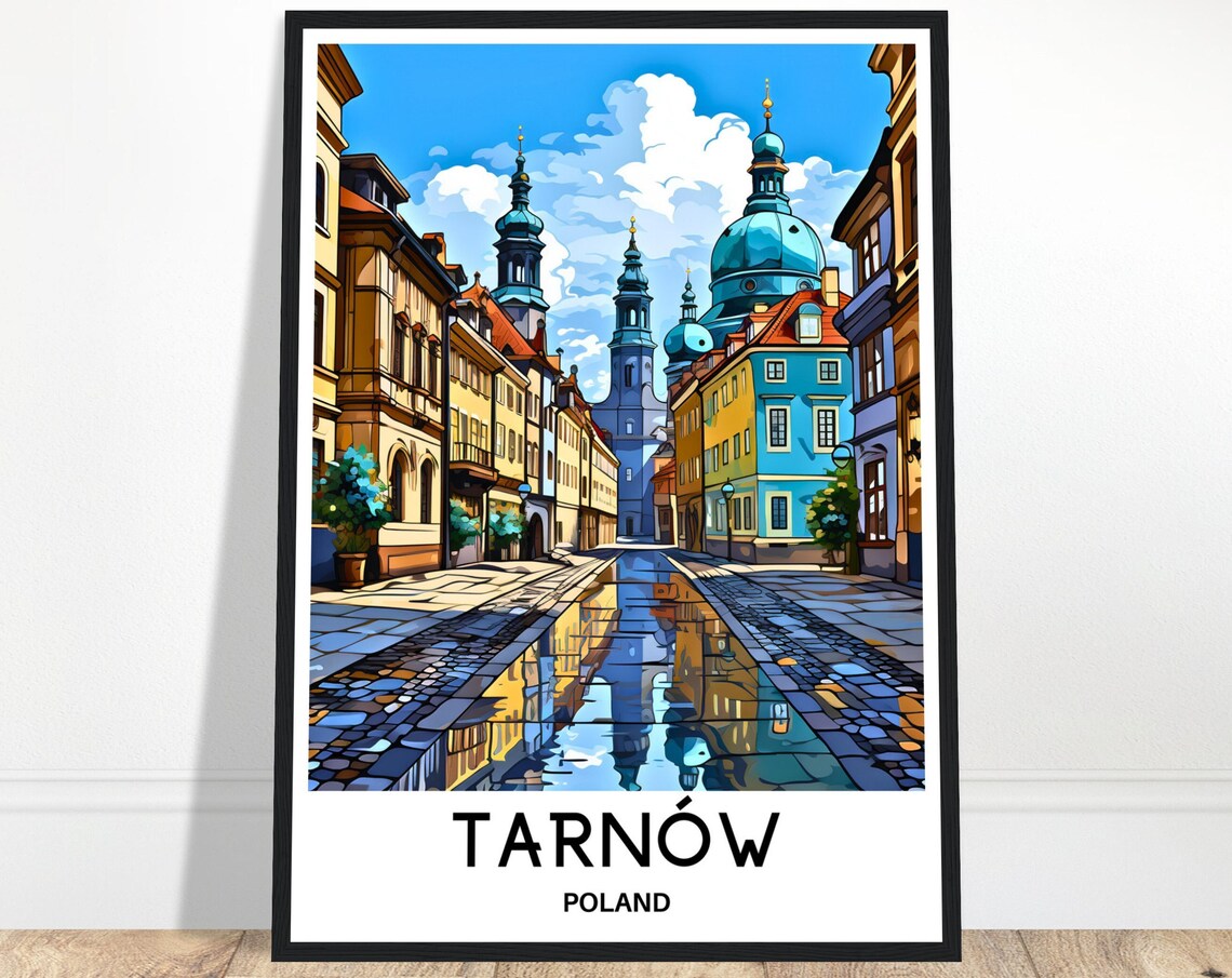 Tarnow Poland Old Town Churches Cobblestone Travel Art Poster