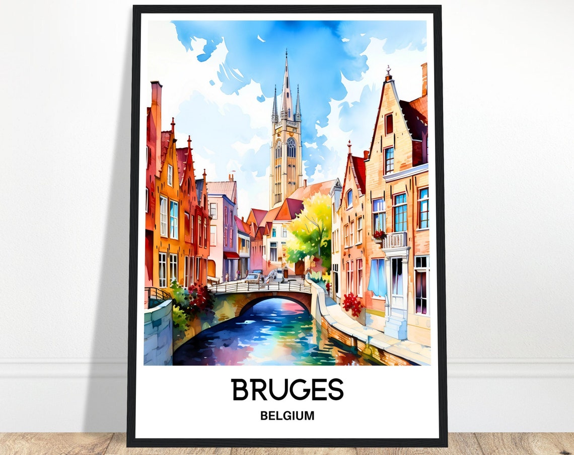 Bruges Watercolor Print Bruges Travel Poster Belgian Art Print Belgium Lover Gift Bruges City Watercolour Painting Illustration Home Decor