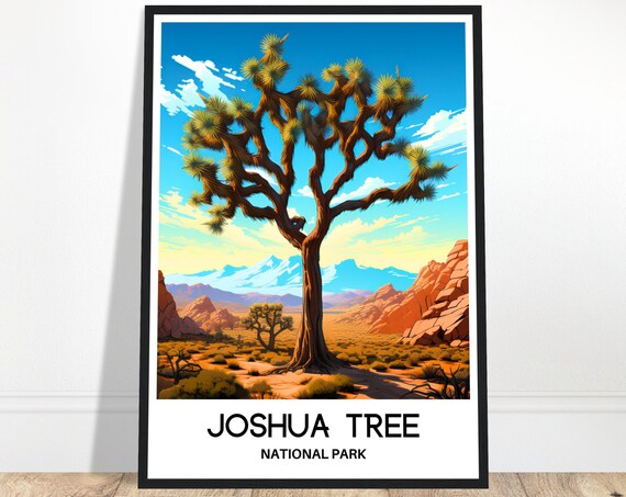 Joshua Tree National Park Travel Print Poster Art Lover Gift Wall Hanging Illustration