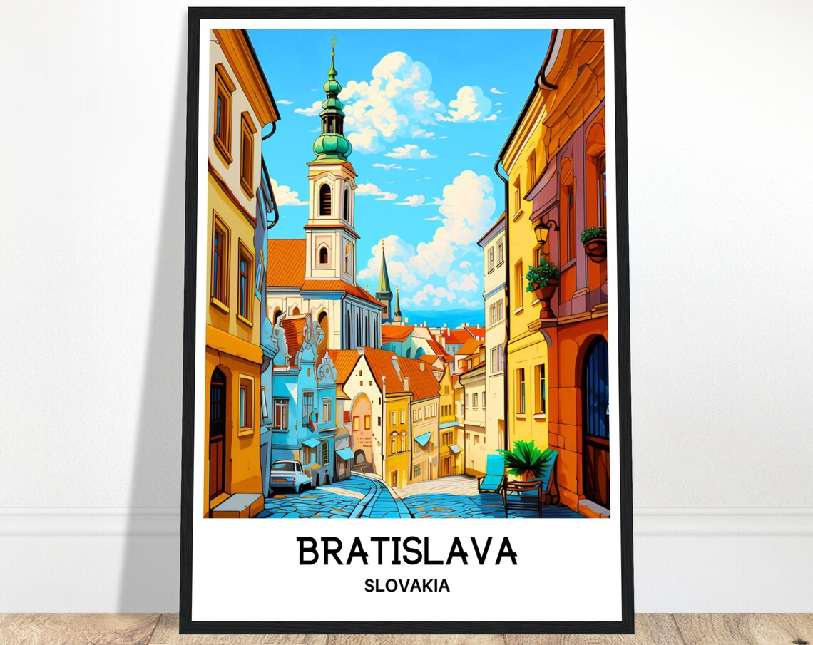 Bratislava Travel Poster, Slovakian City Illustration