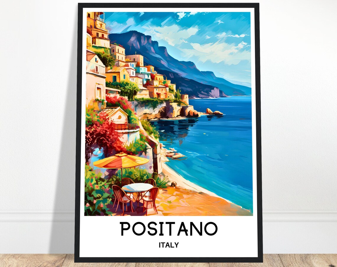 Positano Italy Cliffside Seaside Terrace Amalfi Coast Poster
