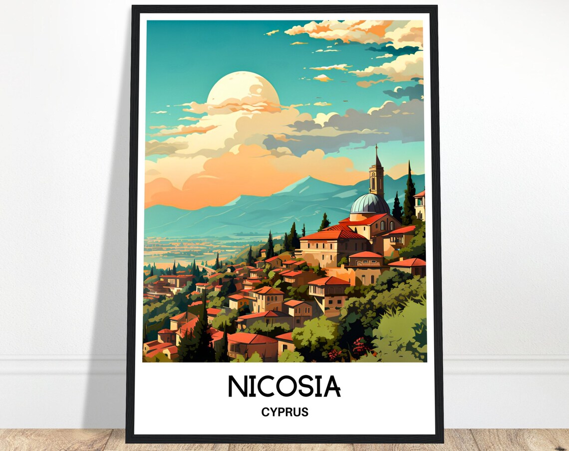 Nicosia Travel Poster, Cyprus City Illustration