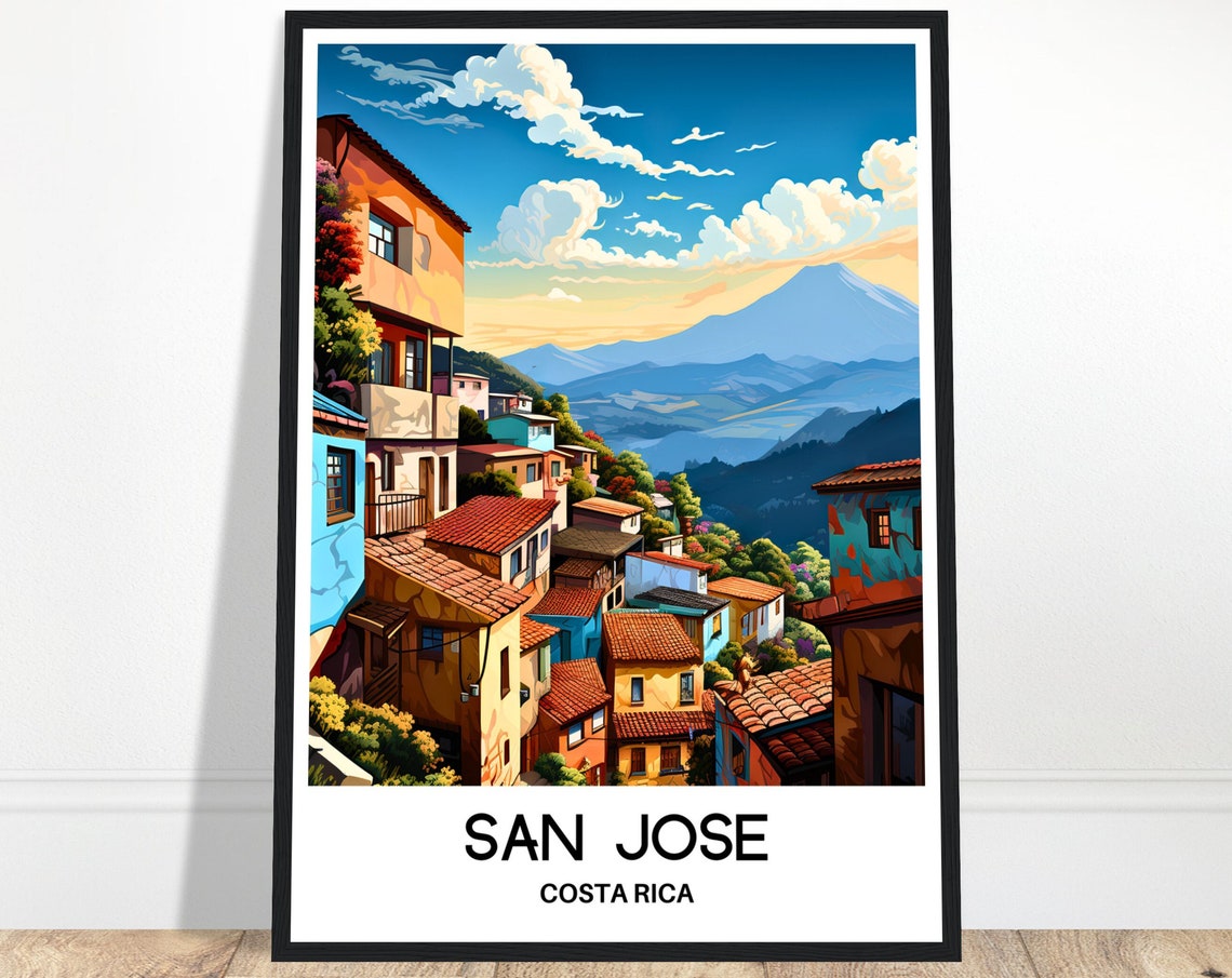 San Jose Travel Print San Jose Poster Costa Rican Art Print Costa Rica Lover Gift Wall Hanging Art San Jose City Illustration Home Decor