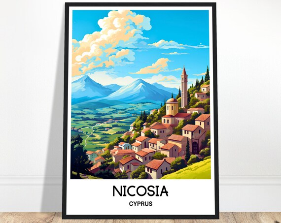 Nicosia Travel Print Poster Cyprian Art Cyprus Lover Gift Wall Hanging Home Office Decor City Illustration