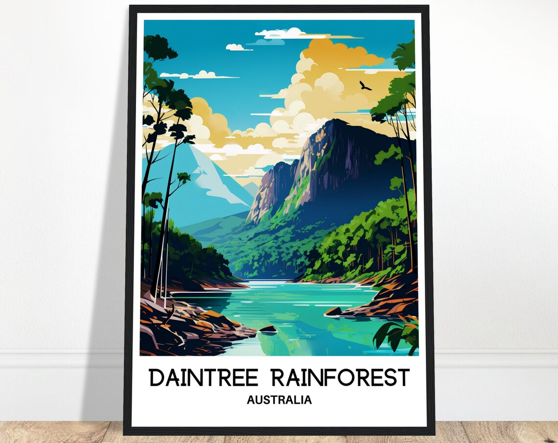 Daintree Rainforest Australia Turquoise River Gorge Travel Poster
