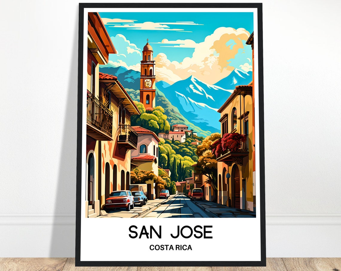San Jose Travel Print San Jose Poster Costa Rican Art Print Costa Rica Lover Gift Wall Hanging Art San Jose City Illustration Home Decor