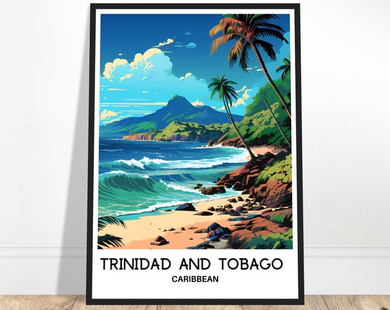 Trinidad And Tobago Travel Print Poster Caribbean Art Lover Gift Island Illustration