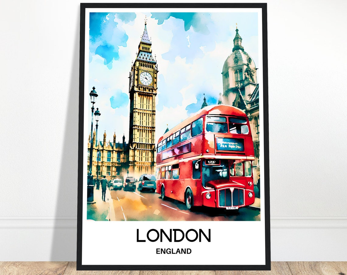 London Watercolor Print London Travel Poster English Art Print England Lover Gift London City Watercolour Painting Illustration Home Decor