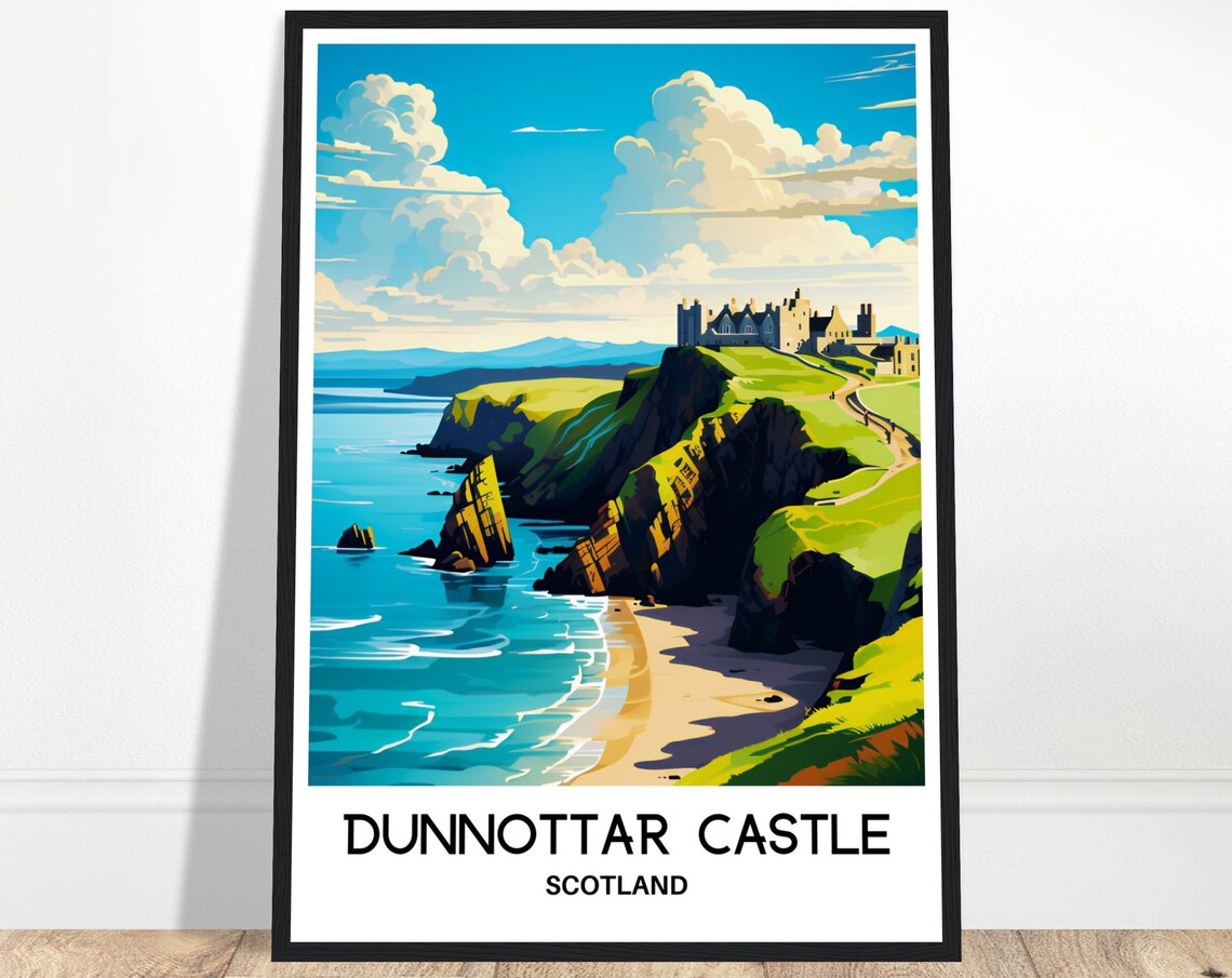 Dunnottar Castle Scotland Dramatic Cliff Coast Travel Poster