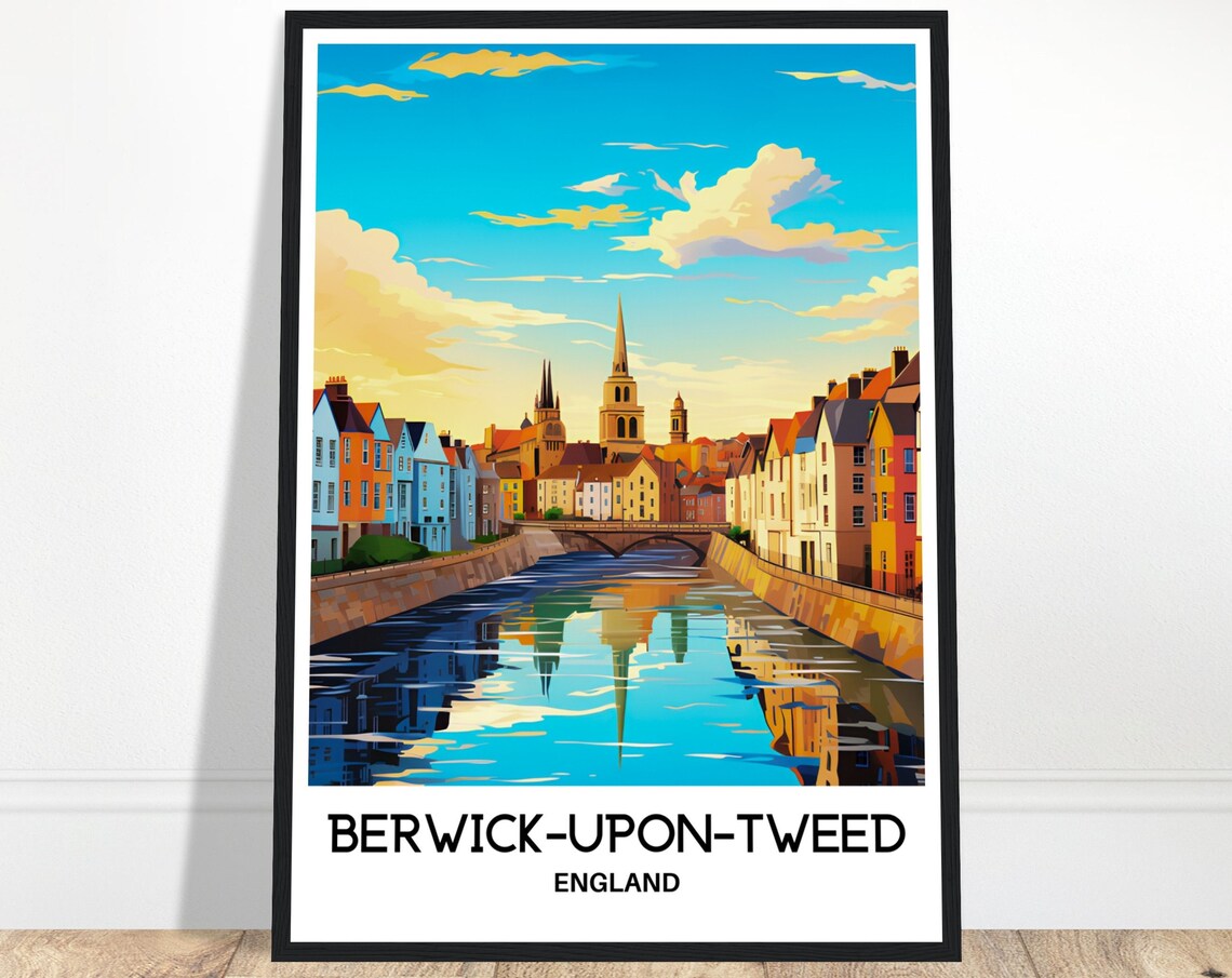 Berwick-upon-Tweed England Riverside Town Golden Reflection Poster