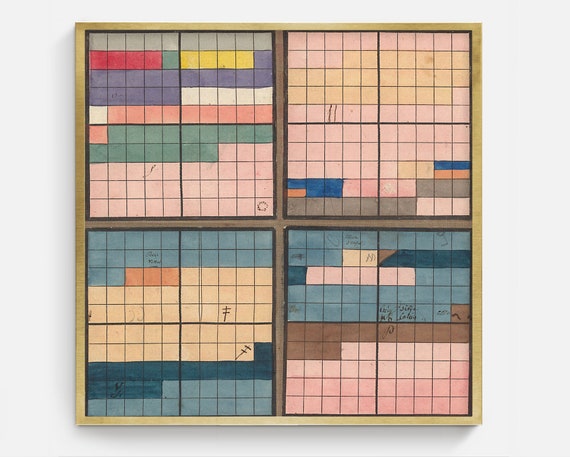Square Color Grid No 2 Gifts For Graphic Designers Color Chart Poster Color Theory Vintage Wall Art