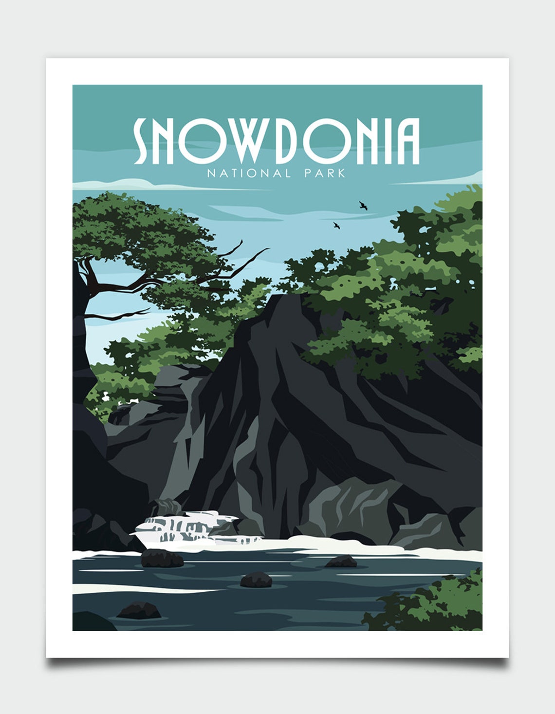 Snowdonia National Park Wales Coastal Cliffs Retro Travel Poster - Image 4