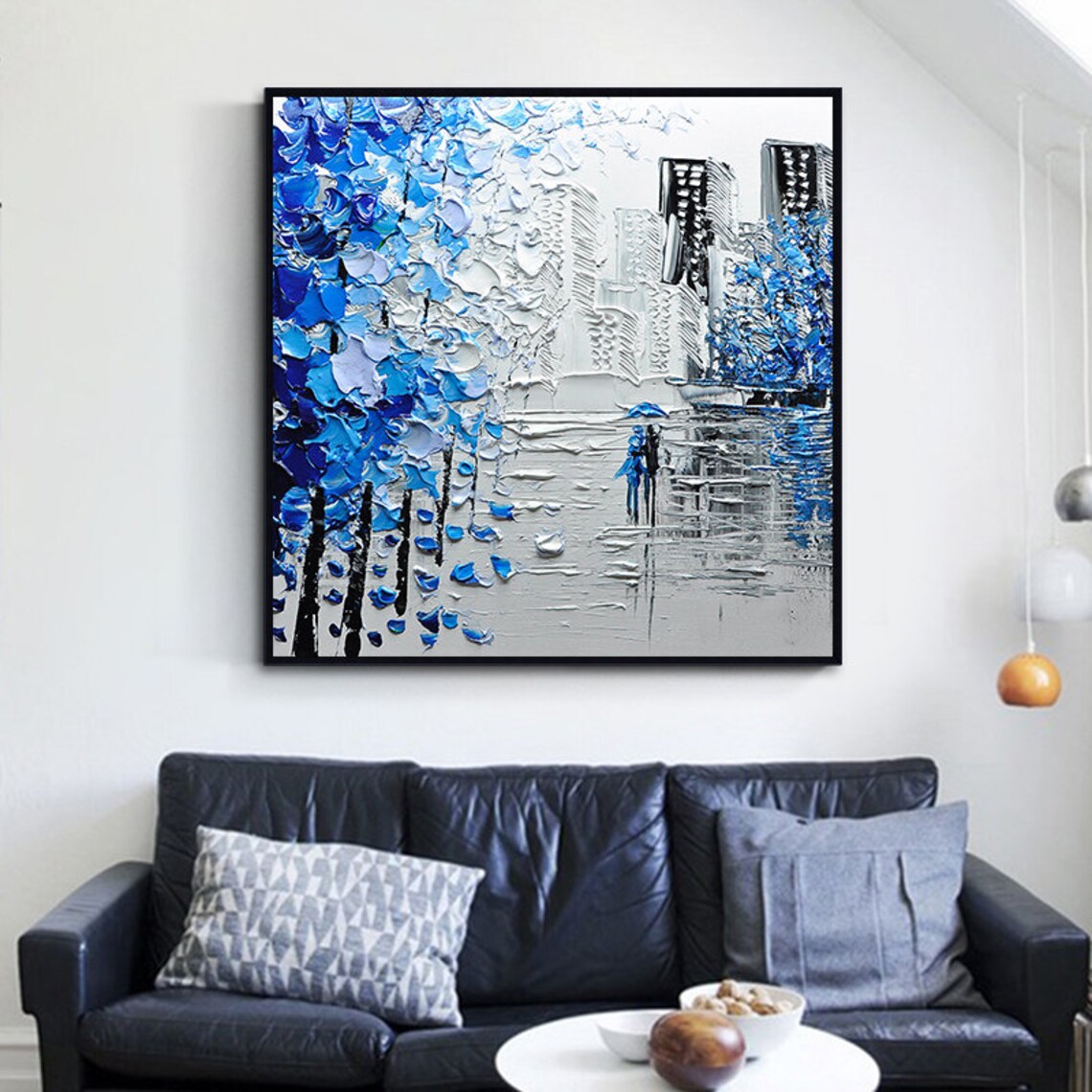 Rainy Day Cityscape Modern Abstract Art Print - Image 6