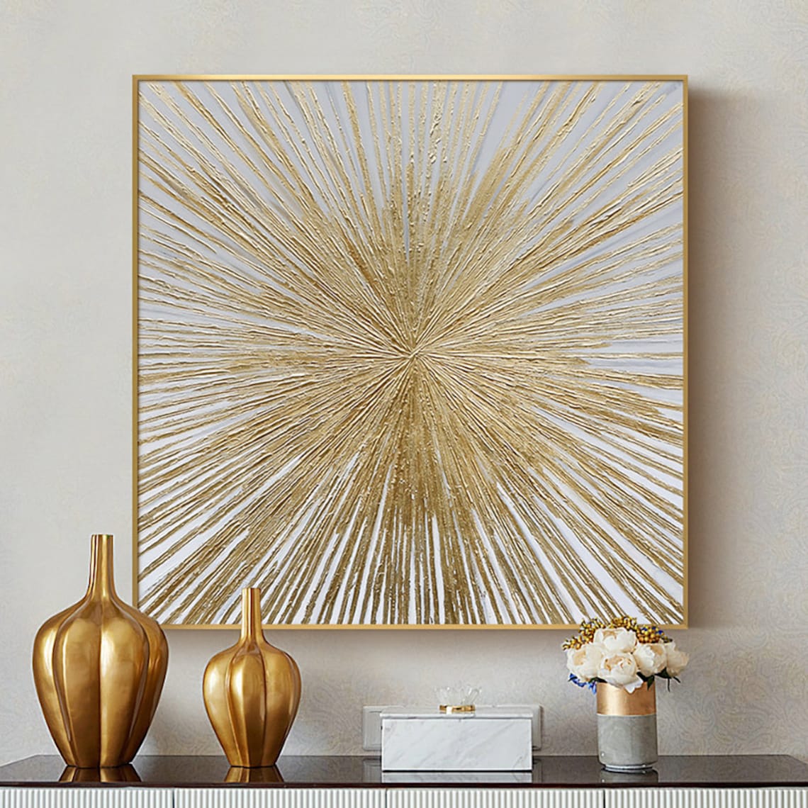 Abstract Geometric Gold Minimalist Art Print - Image 6