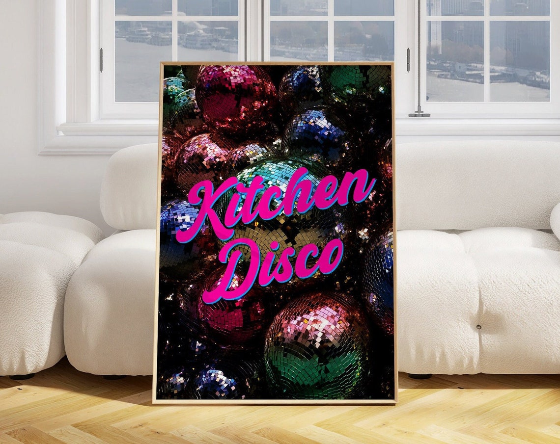 Kitchen Disco Colorful Disco Balls Retro Party Decor Fun Wall Art