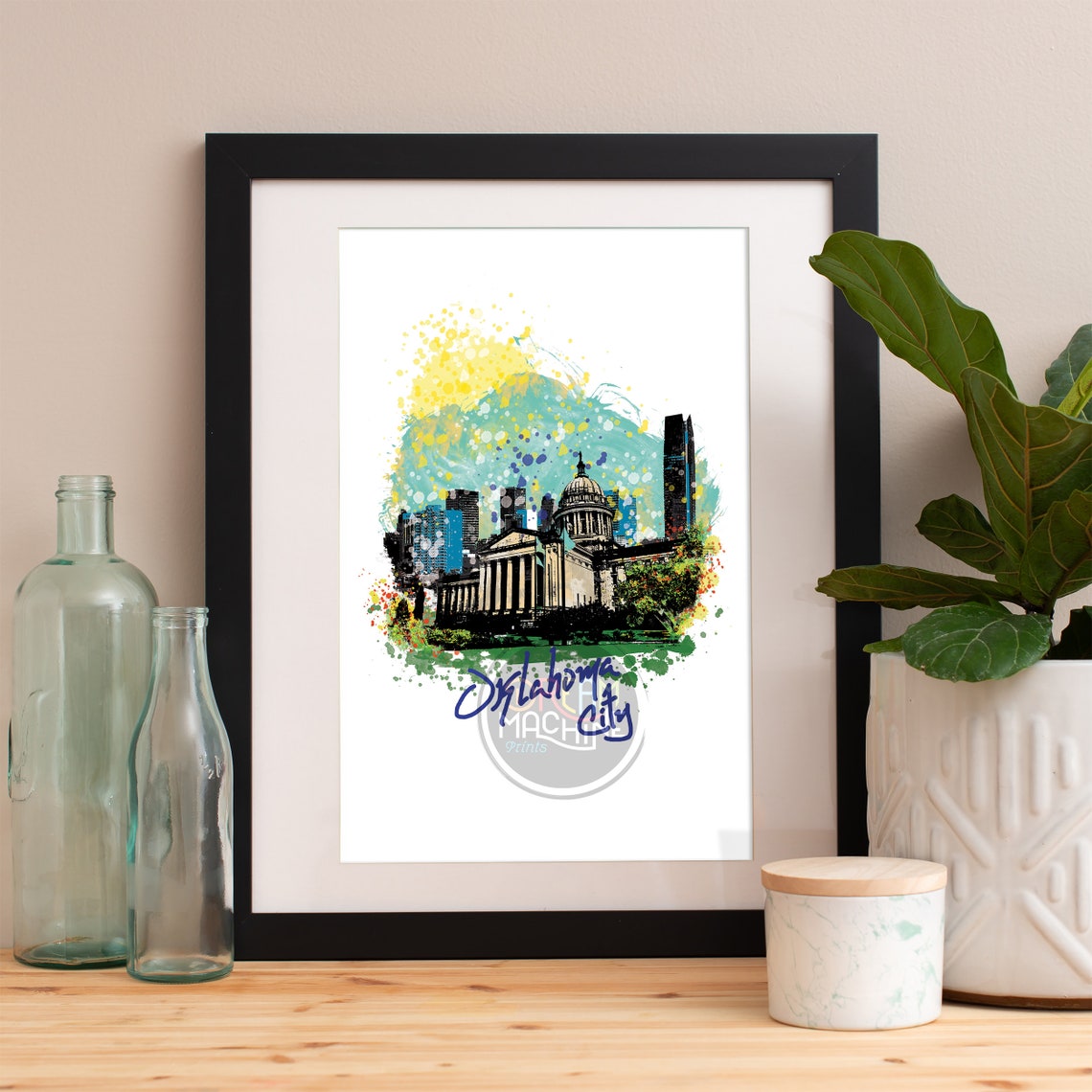 Oklahoma City Print Oklahoma City Skyline Oklahoma City Art Oklahoma City Poster Oklahoma City Watercolor Oklahoma City Art Print