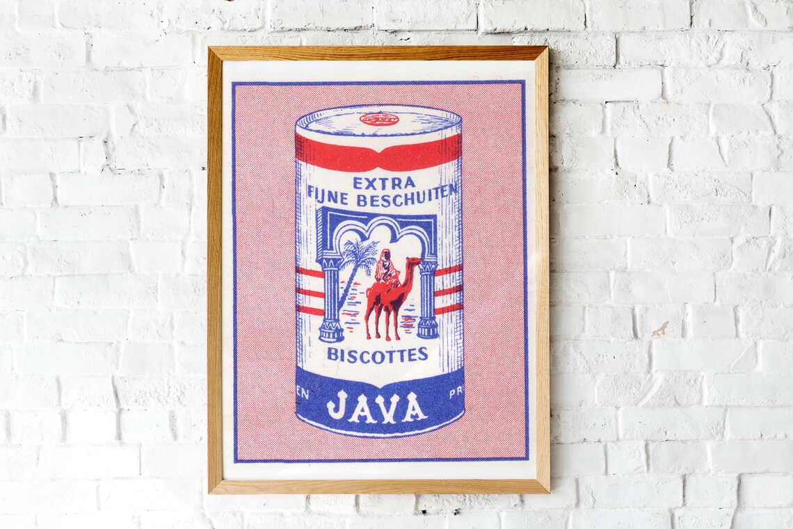 Vintage Java Biscottes Advertising Poster, Mid-Century