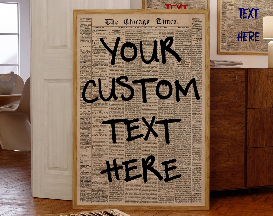 Personalized Vintage Chicago Times Newspaper Custom Text Gift Poster