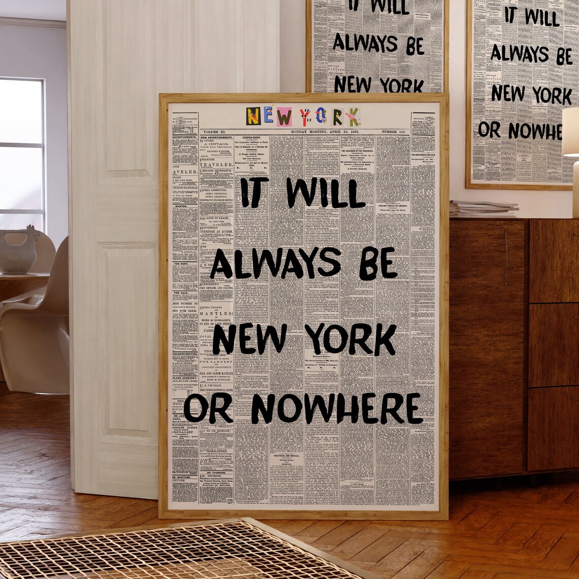 It Will Always Be New York or Nowhere Funny Quote Retro Poster