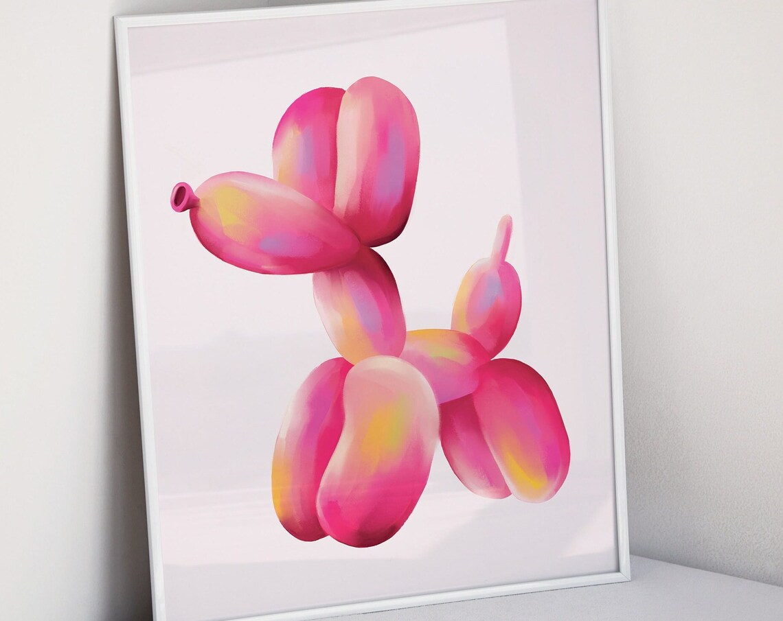 Retro Balloon Dog Print, Pink Bedroom Decor - Image 2