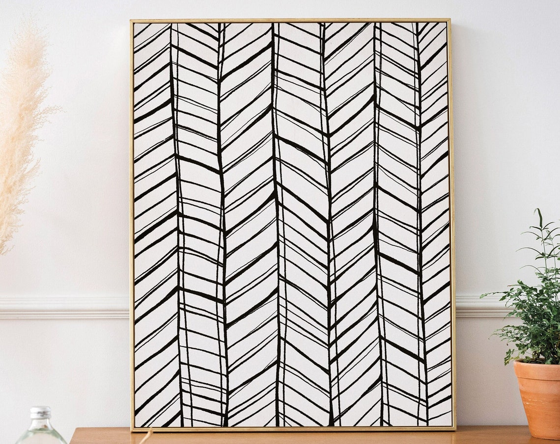 Hand Drawn Black White Line Art Abstract Faces Minimalist Poster