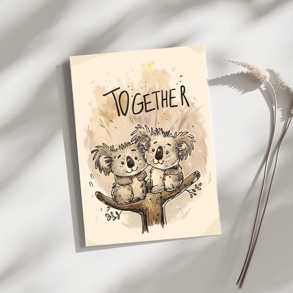 Koala Poster Together, Cute Nursery Decor