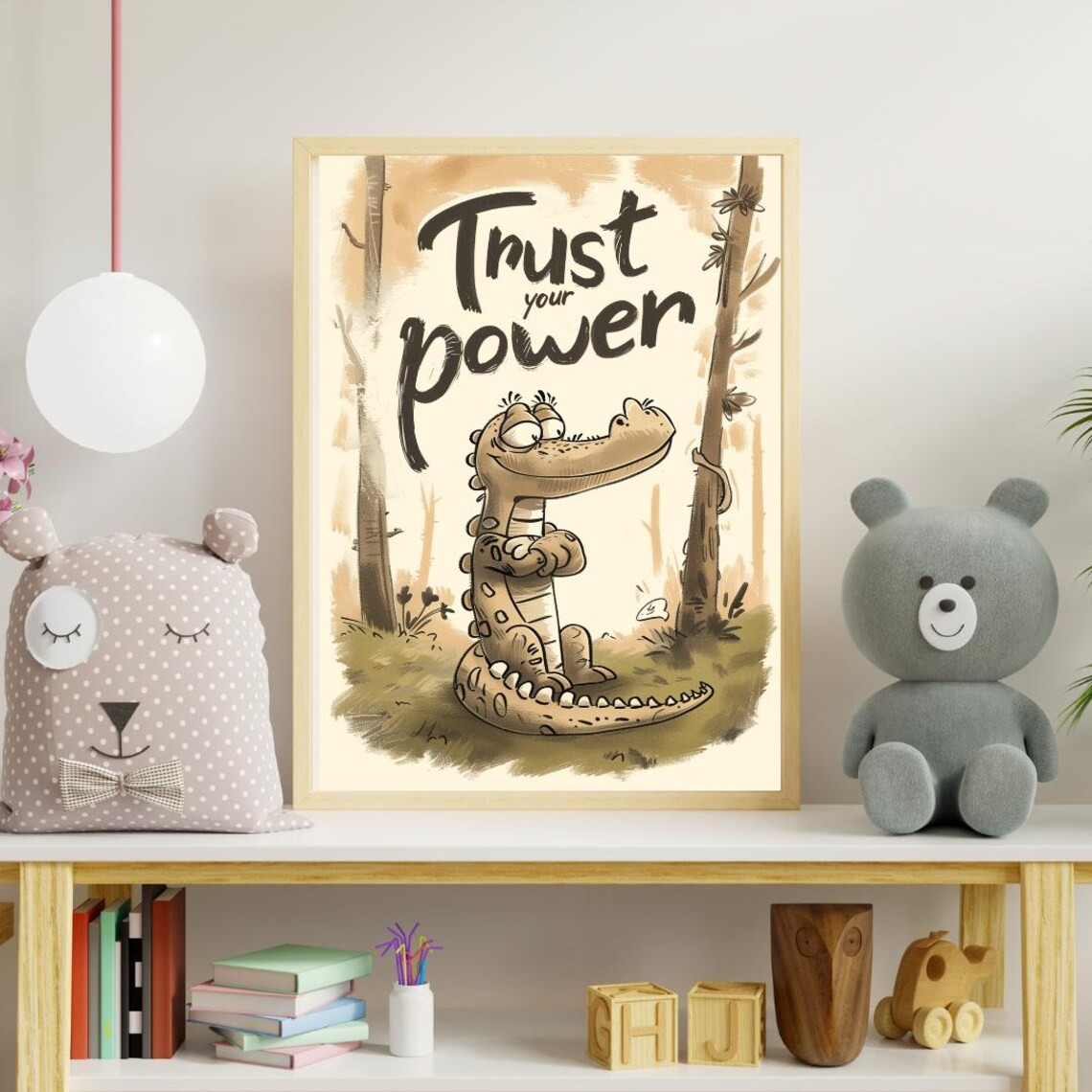 Crocodile Trust Your Power Poster Confident Croc Reptile Nursery Art - Image 2