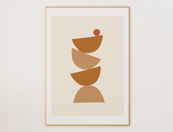 Mid Century Modern Geometric Wall Art Print Minimalist Pastel Design For Home Decor
