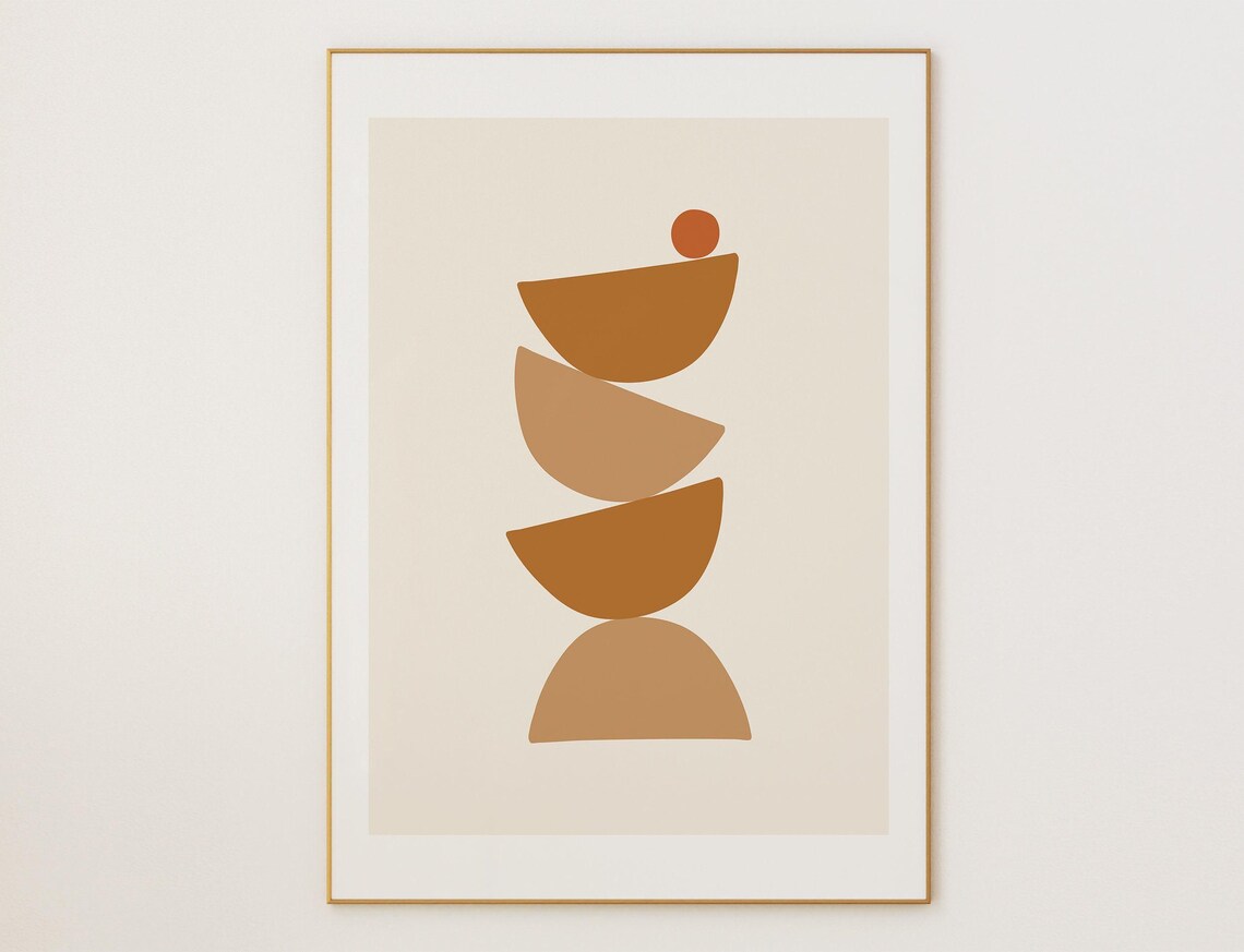 Mid Century Modern Geometric Wall Art Print Minimalist Pastel Design For Home Decor