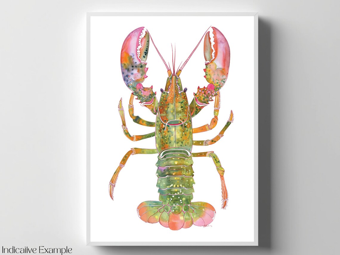 Colorful Watercolor Lobster Coastal Sea Life Nursery Art Poster - Image 4