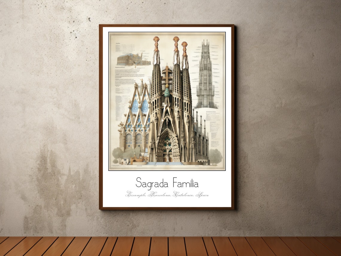 Sagrada Familia Print Sagrada Familia Poster Travel Print Poster Destination Poster Minimalist Vintage Sketch Architecture Poster Print