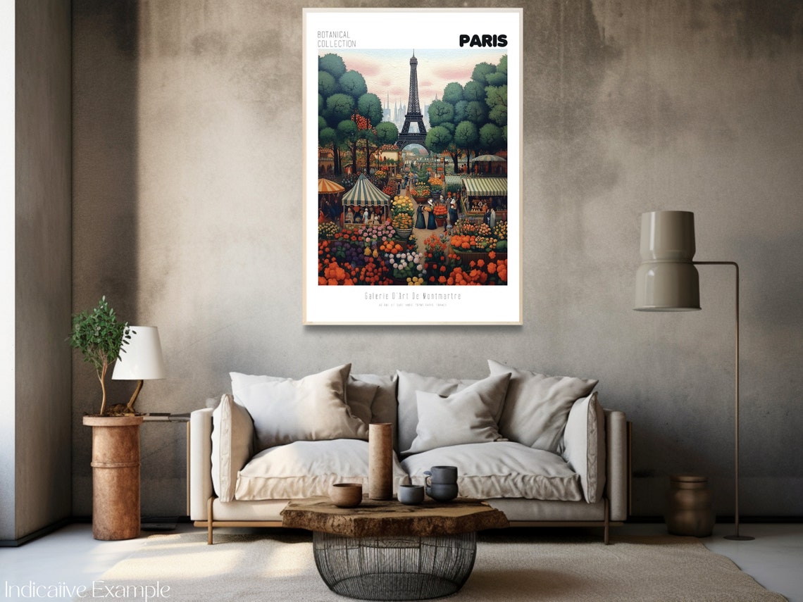 Paris Eiffel Tower Flower Market Botanical Vintage Travel Poster - Image 3