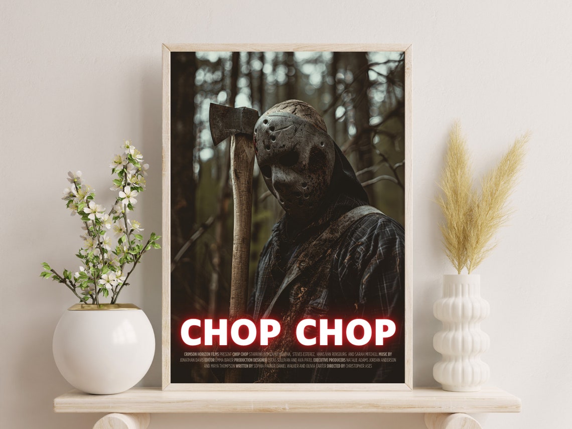 Chop Chop Horror Movie Killer Axe Forest Retro Slasher Poster - Image 3