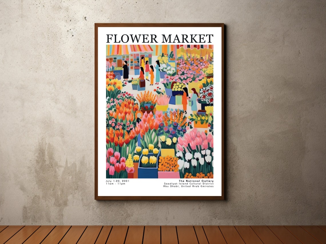 Flower Market Poster Flower Market Print Botanical Wall Art Exhibition Posters Prints Henri Matisse Vintage Flowers Floral Painting