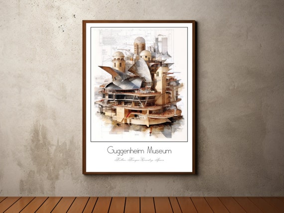 Guggenheim Museum Print Guggenheim Museum Poster Travel Print Poster Guggenheim Bilbao Frank Gehry Art Print Architecture Poster Print
