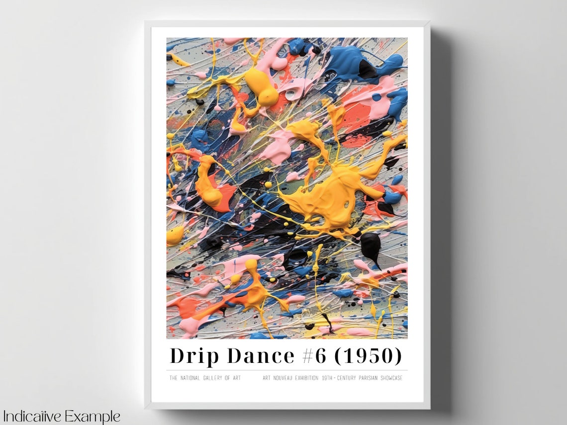 Drip Dance Number 6 Pollock Inspired Colorful Drip Paint Poster - Image 4