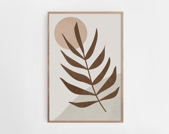 Brown Beige Palm Leaf Wall Art Brown Palm Leaf Print Tropical Wall Art Botanical Art Print Abstract Wall Art Minimalist Print