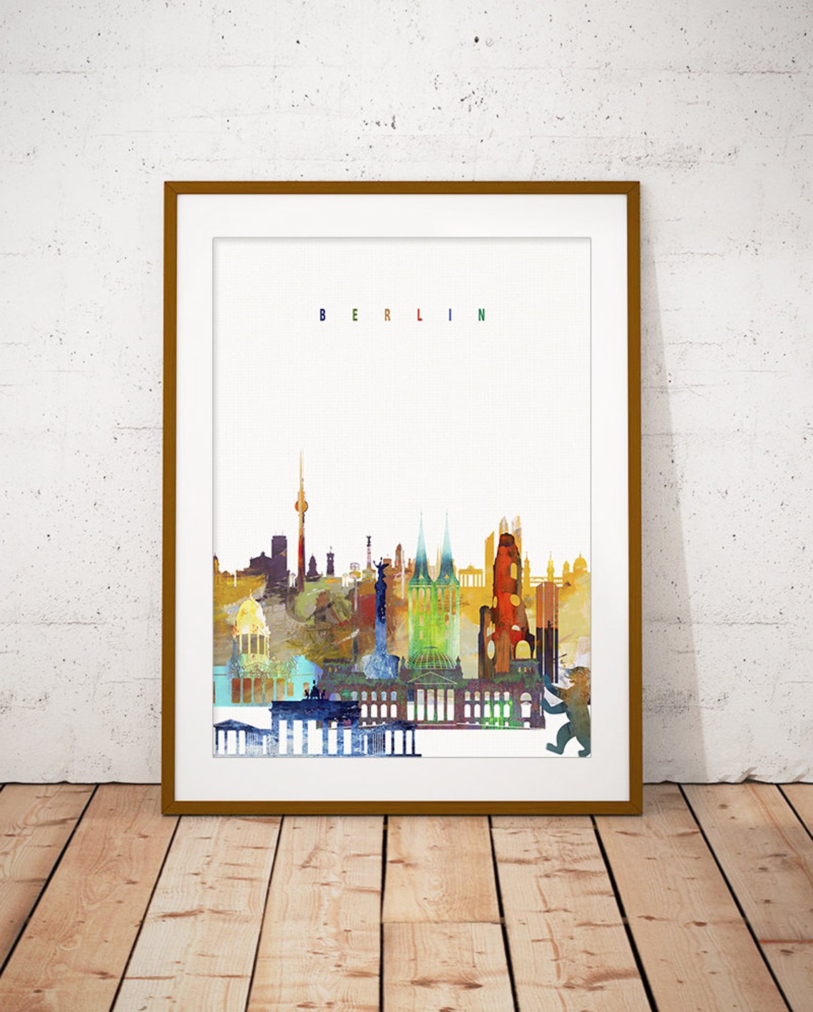 Berlin Watercolor City Skyline Landmarks Print Home Decor Modern Gift