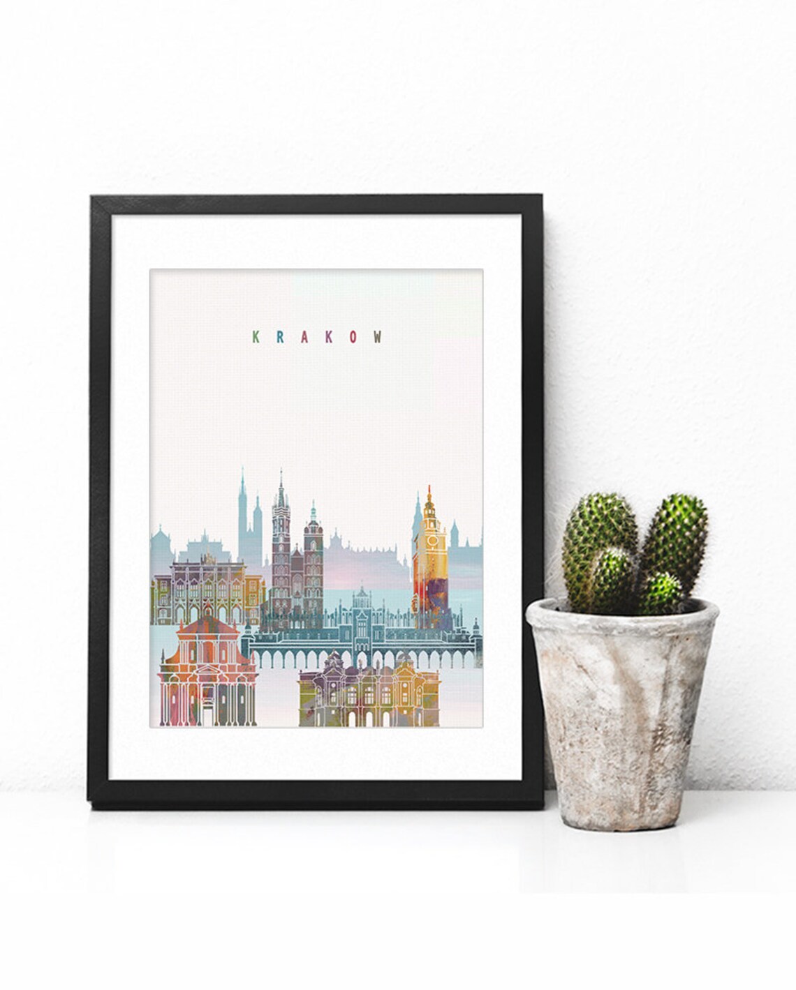 Krakow Poland Old Town Watercolor Skyline Cityscape Poster Art - Image 2