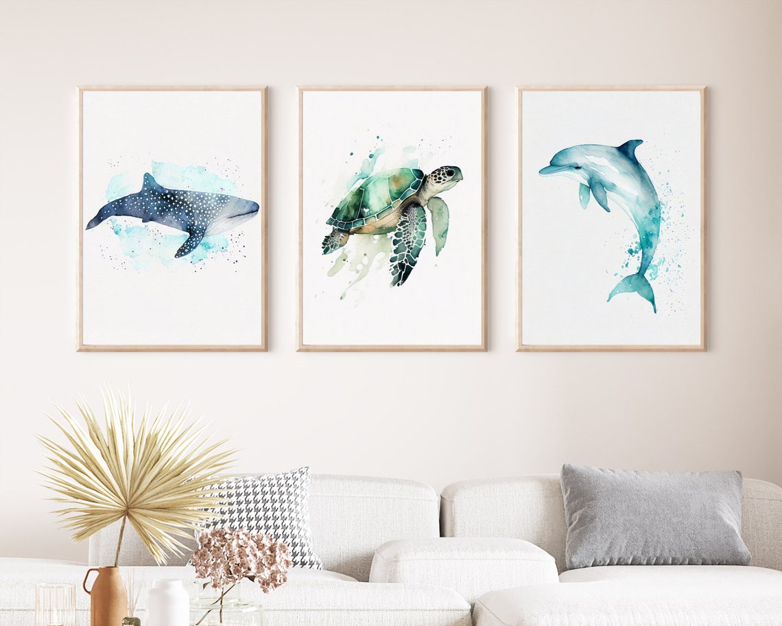 Whale Shark Watercolor Art Minimalist Blue Ocean Animal Wall Poster - Image 2