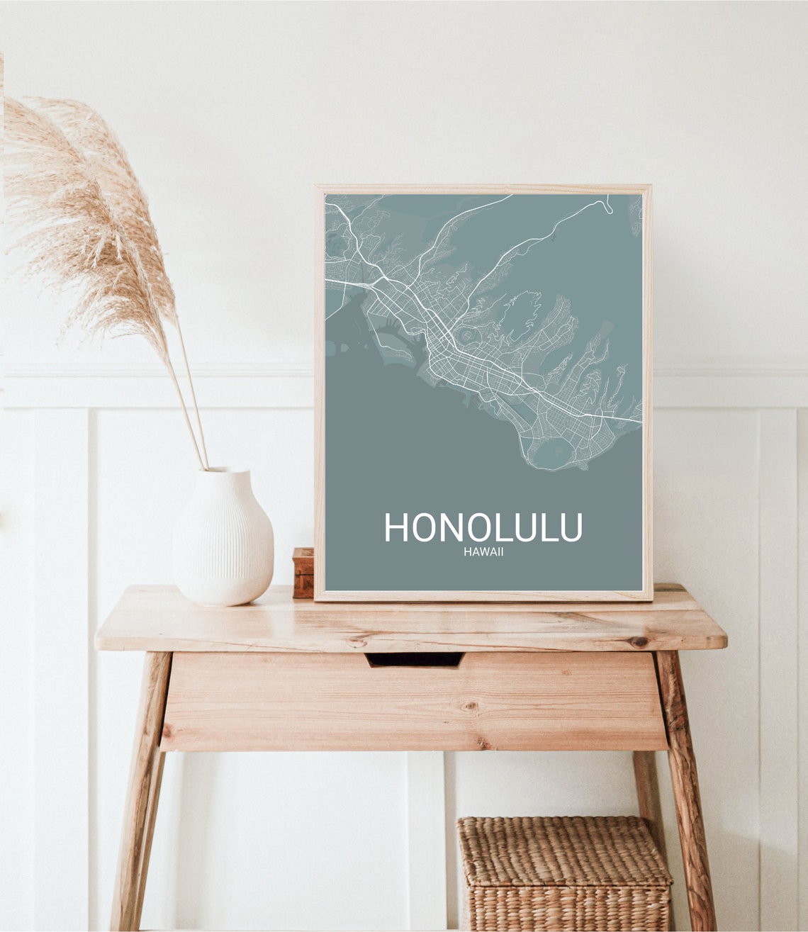 Honolulu Map Print Honolulu Travel Map Map Of Honolulu Hawaiian Gifts Hawaii Gifts Wedding Gifts Anniversary Gifts Valentine Gifts - Image 2