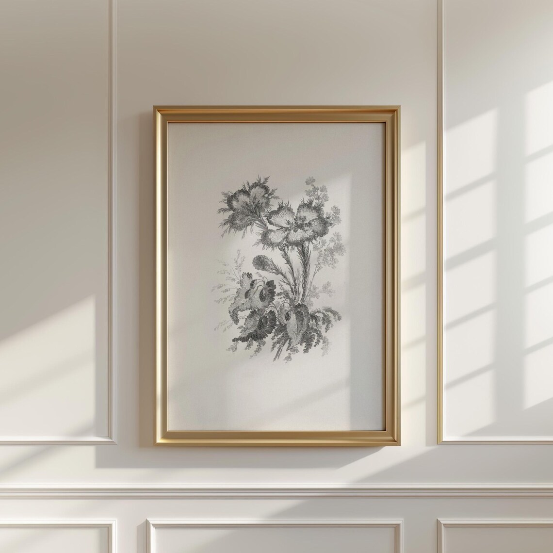 Monochrome Vintage Wildflower Bouquet Botanical Engraving Poster - Image 5